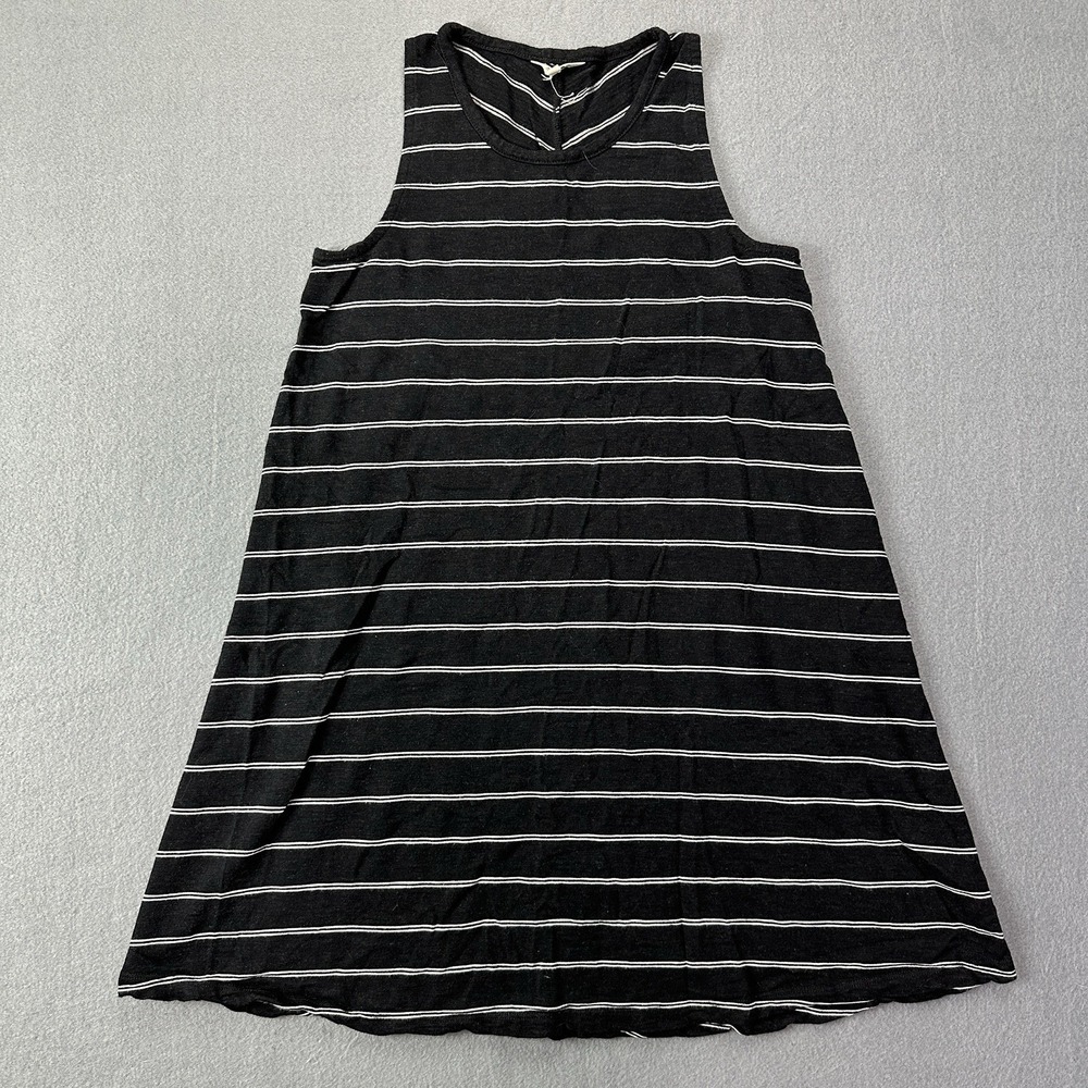 Madewell High Point Tank Dress Hosta Stripe Dress Women's Medium  Black‎ White